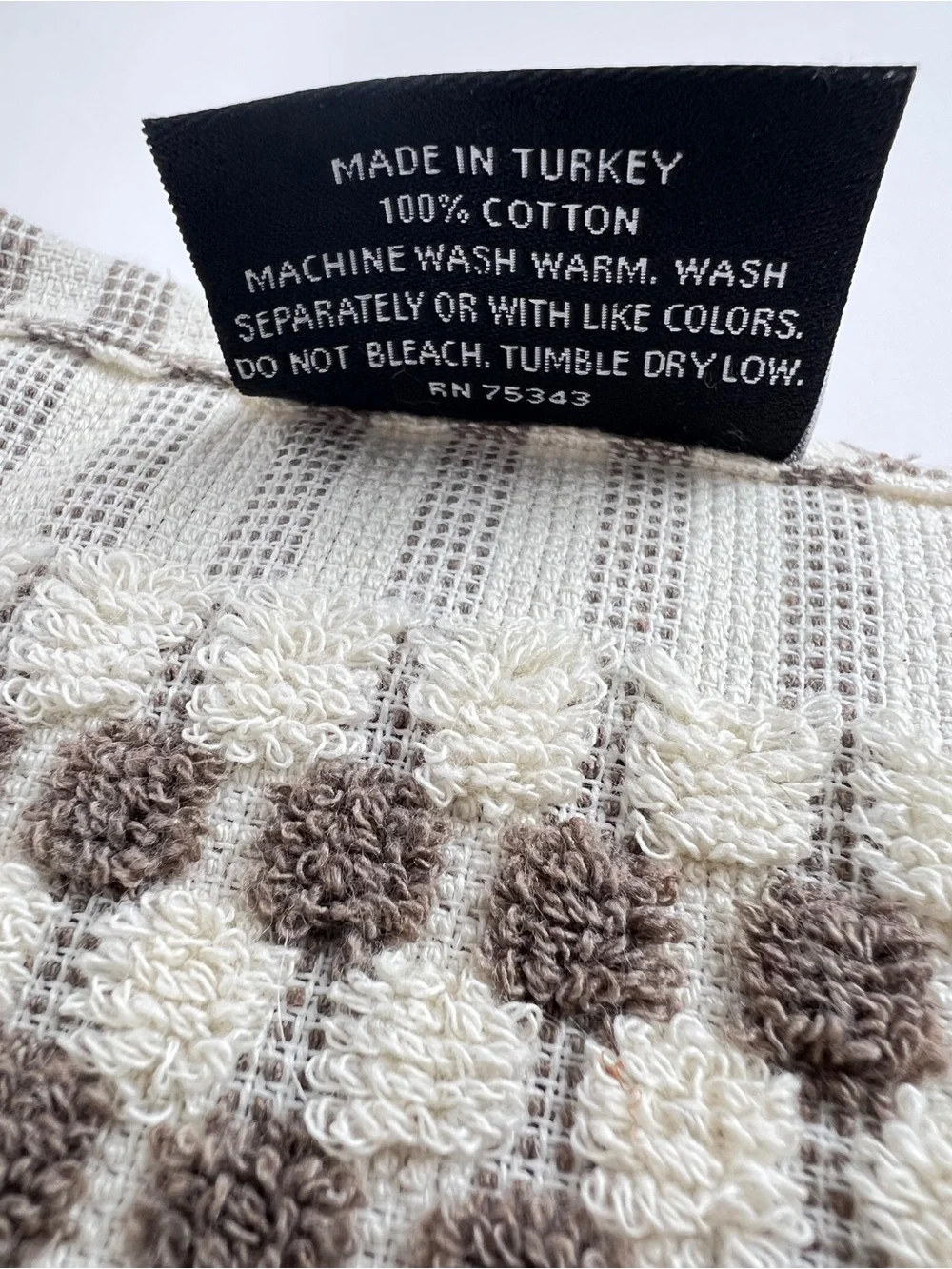 Rachel Zoe Bath Towel Set Brown & Cream Waffle Weave Soft Cotton 2 Pc Set NEW